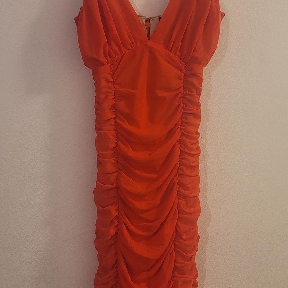 Elegant Red Ruched Dress